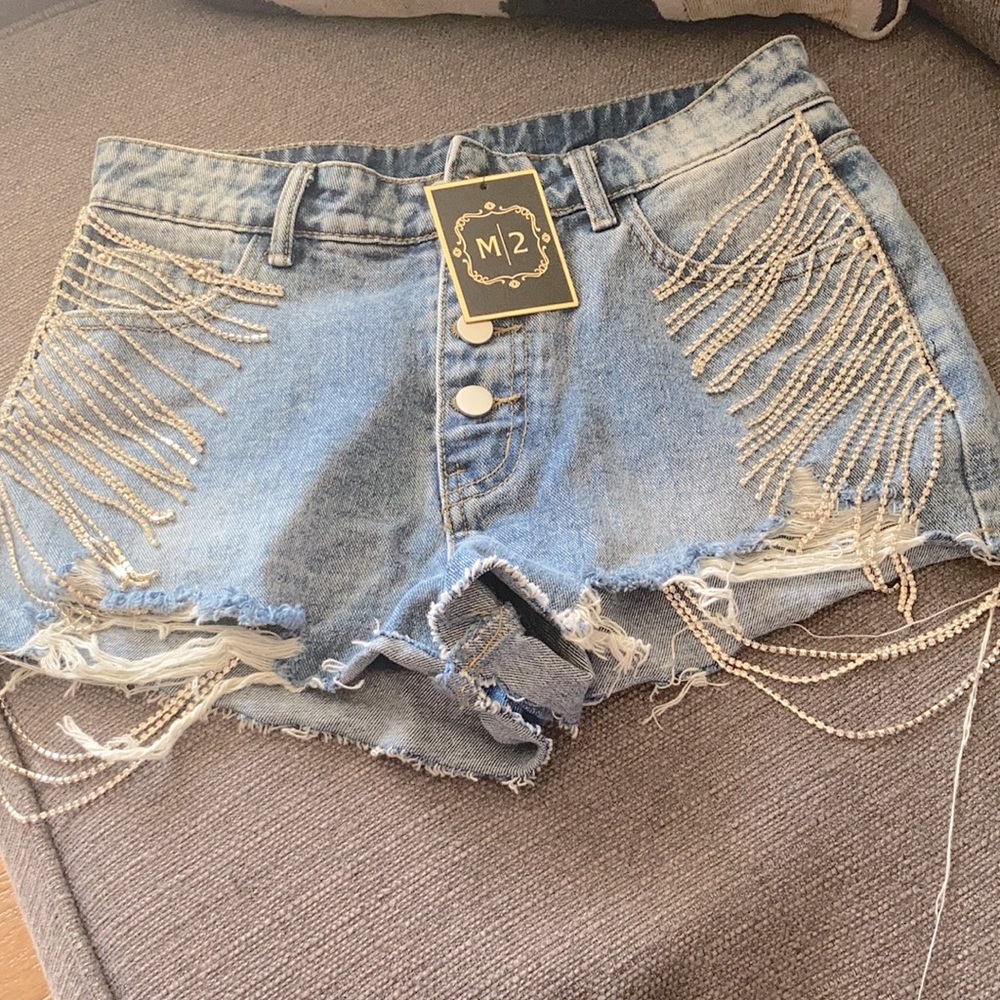 Woman’s Denim bling shorts size Medium